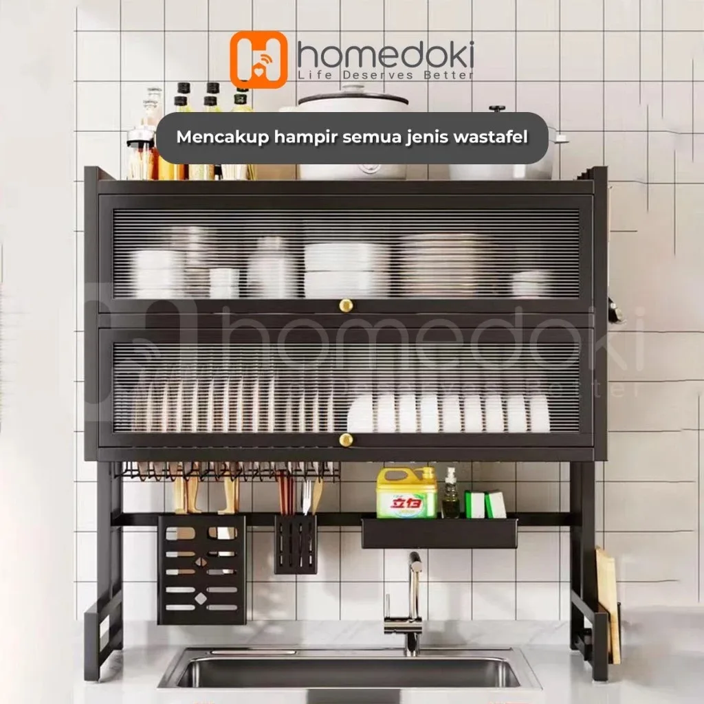 Rak Piring 2 Tingkat Pintu Akrilik — Homedoki