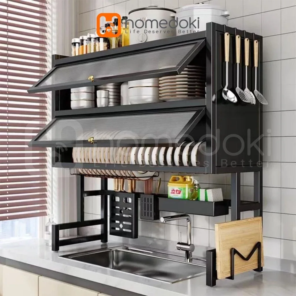Rak Piring 2 Tingkat Pintu Akrilik — Homedoki