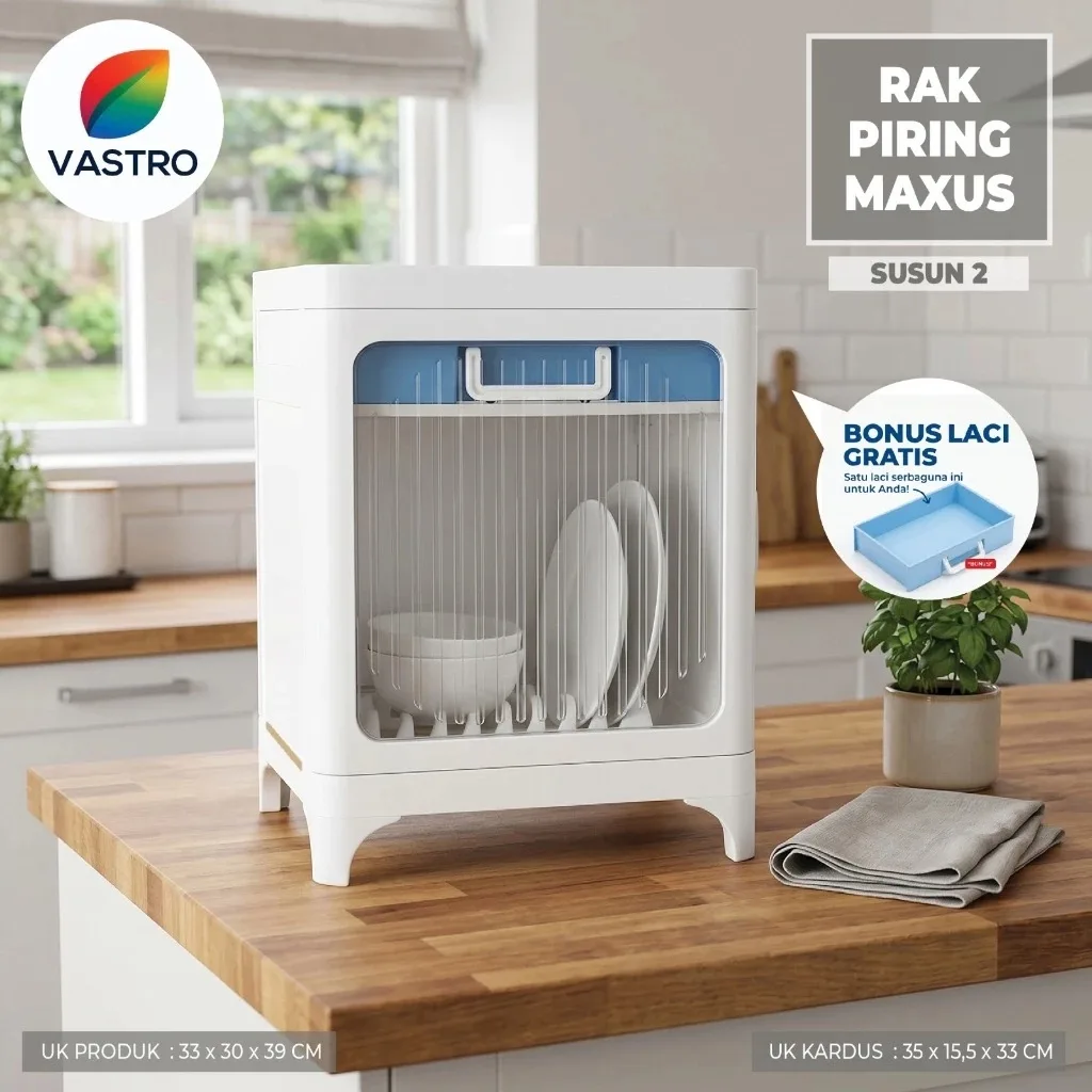 Rak Piring 2-in-1 Tiris + Storage, Bisa Susun — AKAKO MAXUS