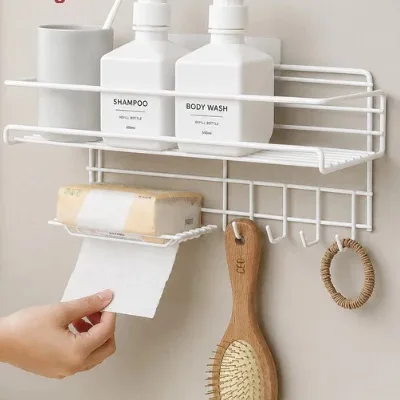 Rak Gantung Kamar Mandi Tanpa Bor, Model Keranjang — HL Home Living