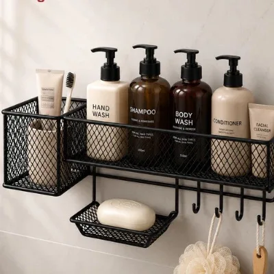 Rak Gantung Kamar Mandi Tanpa Bor, Model Keranjang — HL Home Living