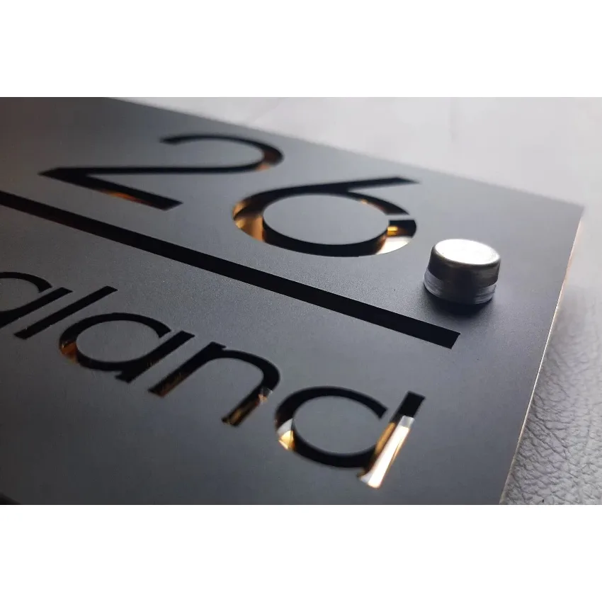 Nomor Rumah Akrilik Hitam Doff, 2 Layer Potong Laser — MQ Acrylic